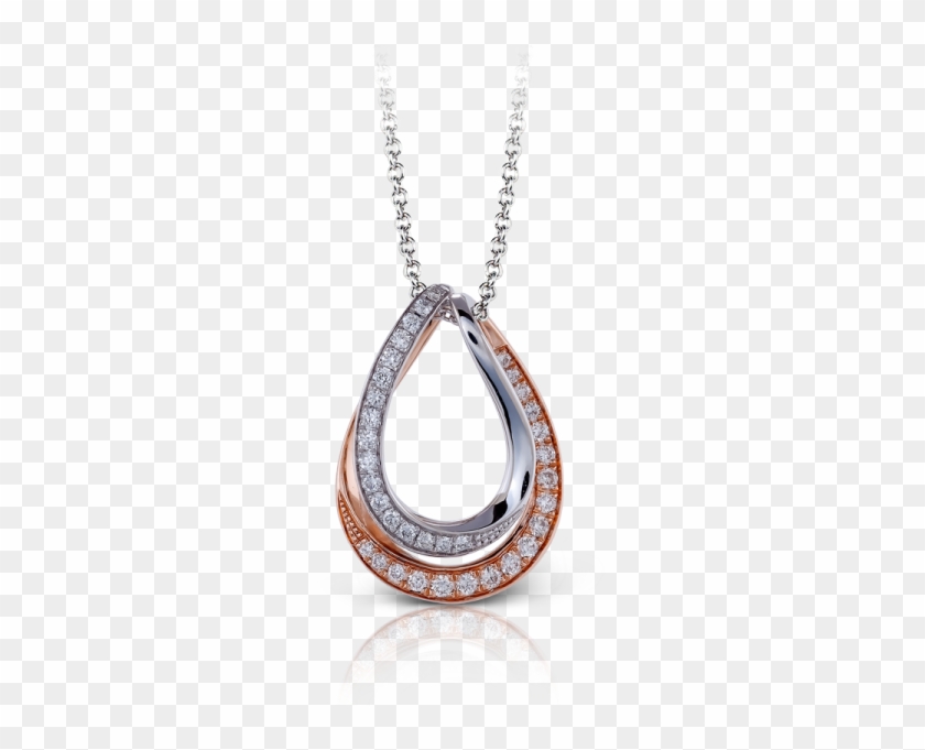14k White Gold & Rose Gold Diamond Necklace - Locket Clipart #4510901