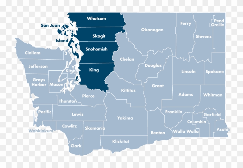 Washington State Map With Island, King, San Juan, Skagit, - Atlas Clipart