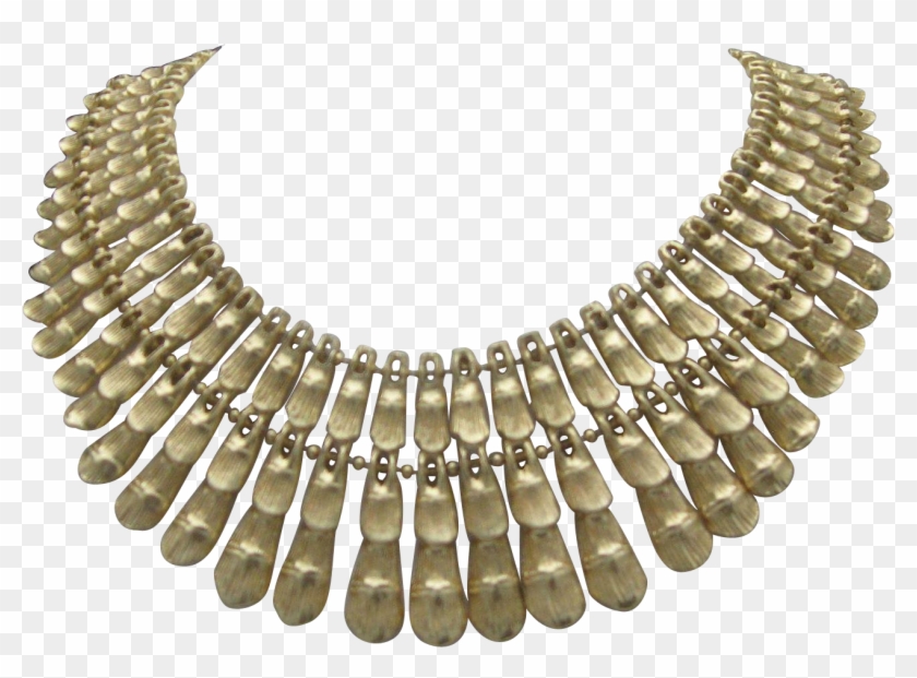 Bsk Egyptian Necklace Gold Toned Rhinestone Salad - Egyptian Necklace Png Clipart
