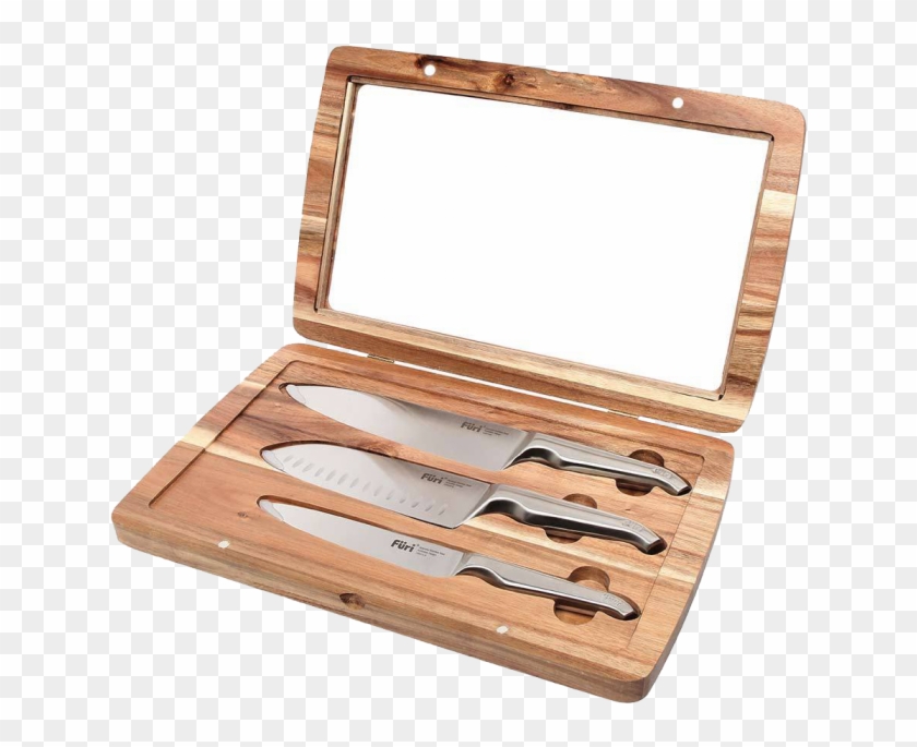 Furi Pro 3 Piece Acacia Knife Set Gift Boxed , Png - Furi Pro Acacia 3pc Knife Set Japanese Stainless Steel Clipart