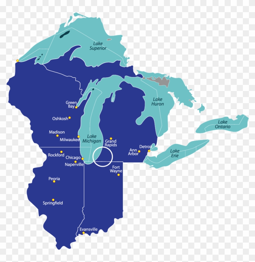 Southwest Michigan Has A Population Of Around 281,000 - Great Lakes Map Vector Clipart