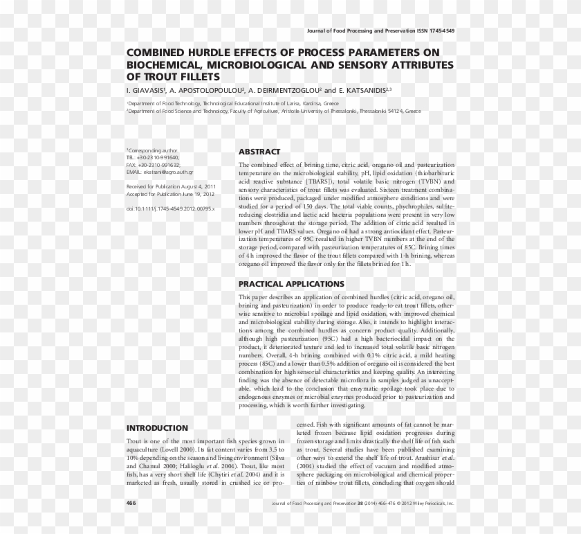 Combined Hurdle Effects Of Process Parameters On Biochemical, - Kayapó Clipart