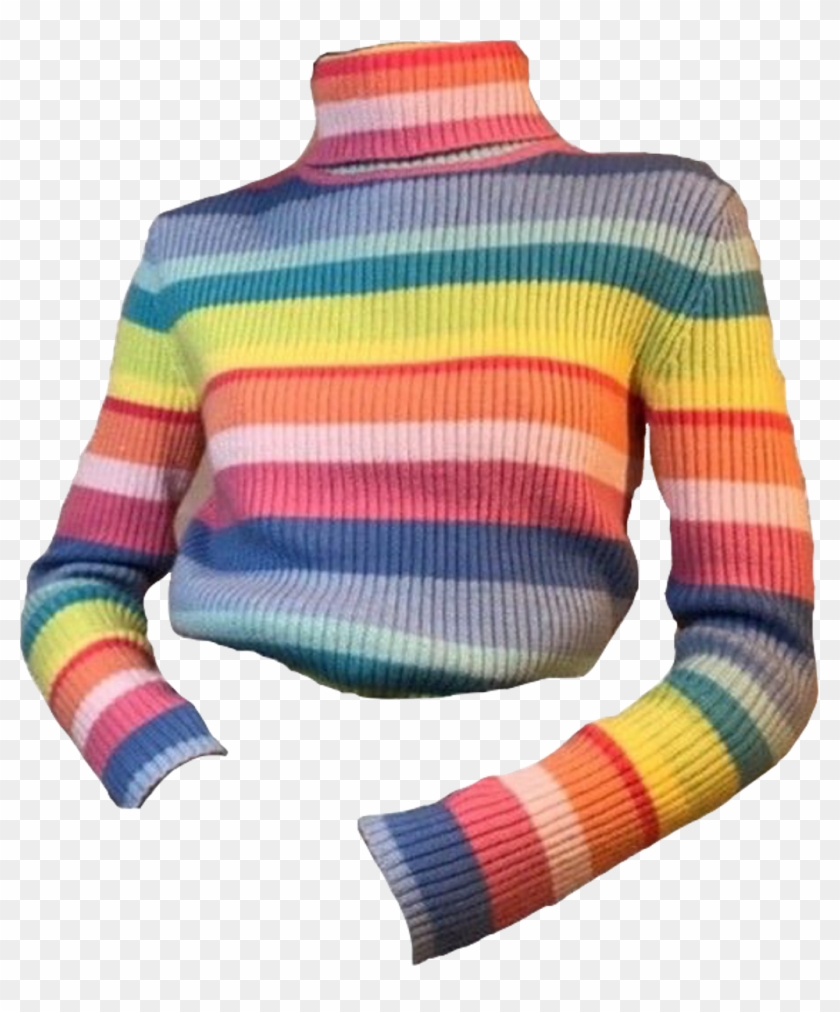 #rainbow #sweater #clothes #shirt #pink #blue #green - Niche Clothes Png Clipart