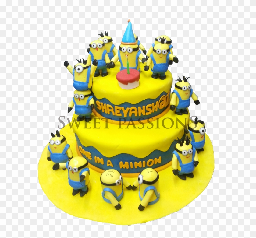 2 Tier Minion Party Time Cake - Minions Cake 2 Tier Clipart #4516245