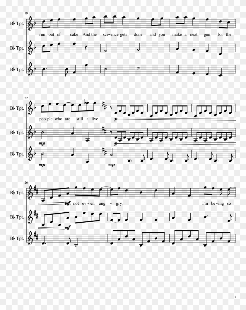 Still Alive Sheet Music Composed By Jonathon Coulton - Stranger Things Trumpet Sheet Music Clipart #4517071