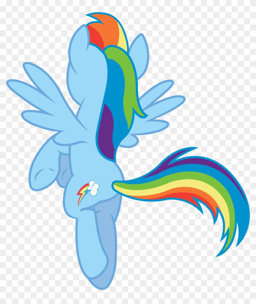 Vector Black And White - Mlp Rainbow Dash Back Clipart #4517292