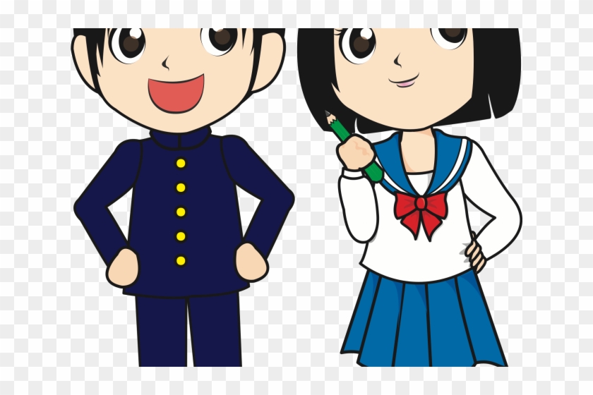 Japan Clipart Student - Boy And Girl Png Transparent Png #4517996