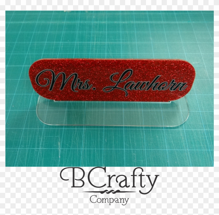 Acrylic Blank Desk Name Plate Red Glitter - Calligraphy Clipart