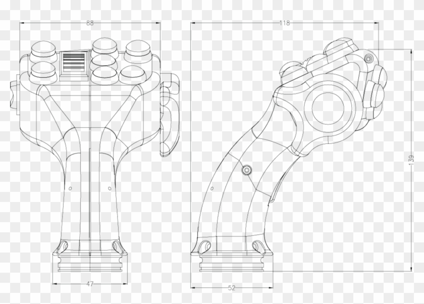 This Handle Is Also Available With A Hand Rest For - Technical Drawing Clipart #4519177