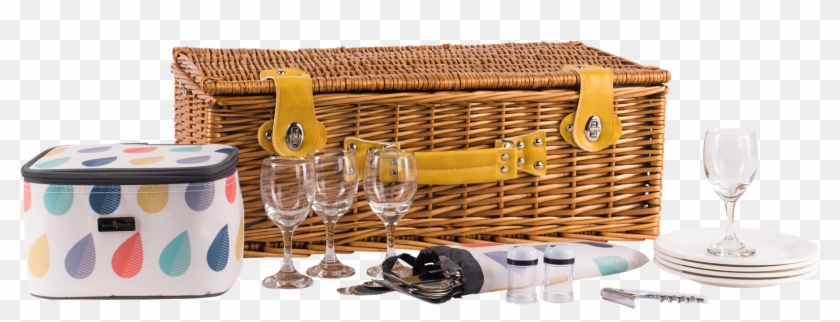73649 Raindrops 4 Per Wicker With Contents Closed - Picnic Basket Clipart #4519214