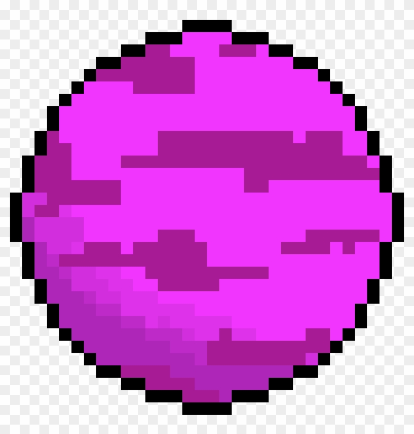 Pink Cute Planet - Pixel Art Planet Png Clipart