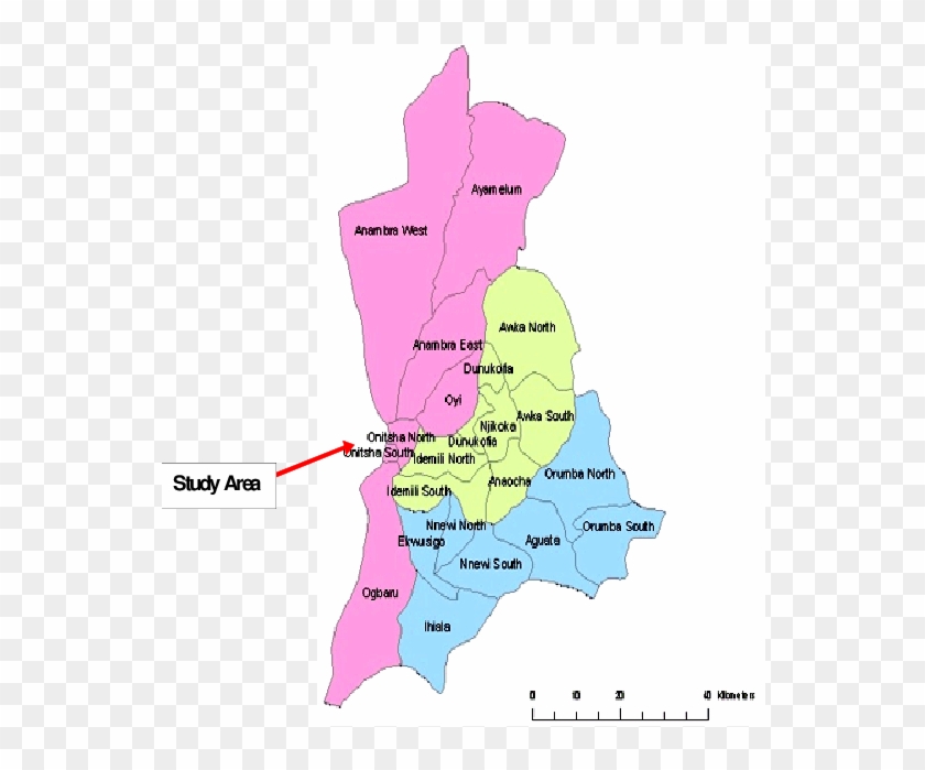 Map Of Anambra State, Nigeria Showing The Study Area - Map Of Anambra State Nigeria Clipart