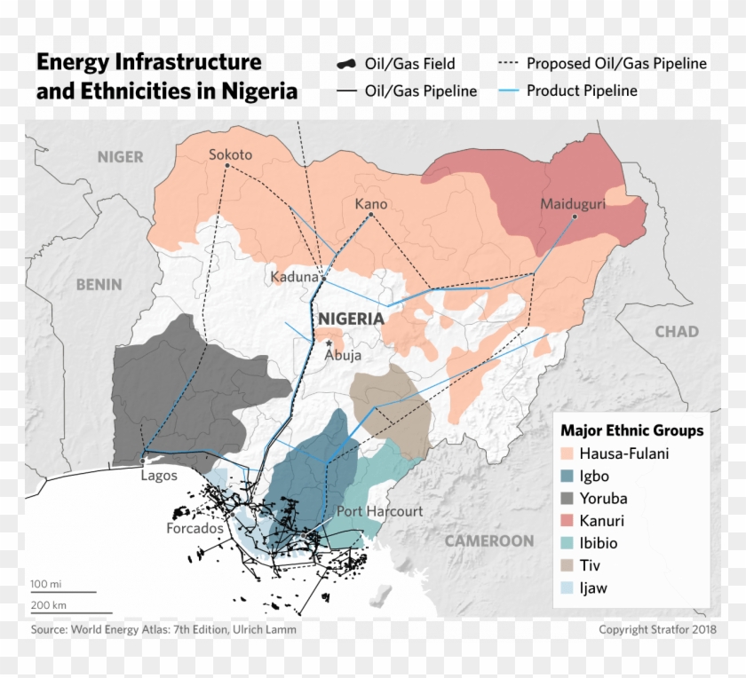 A Map Showing Ethnicities And Energy Infrastructure - Gas Infrastructure Nigeria Map Clipart #4523469