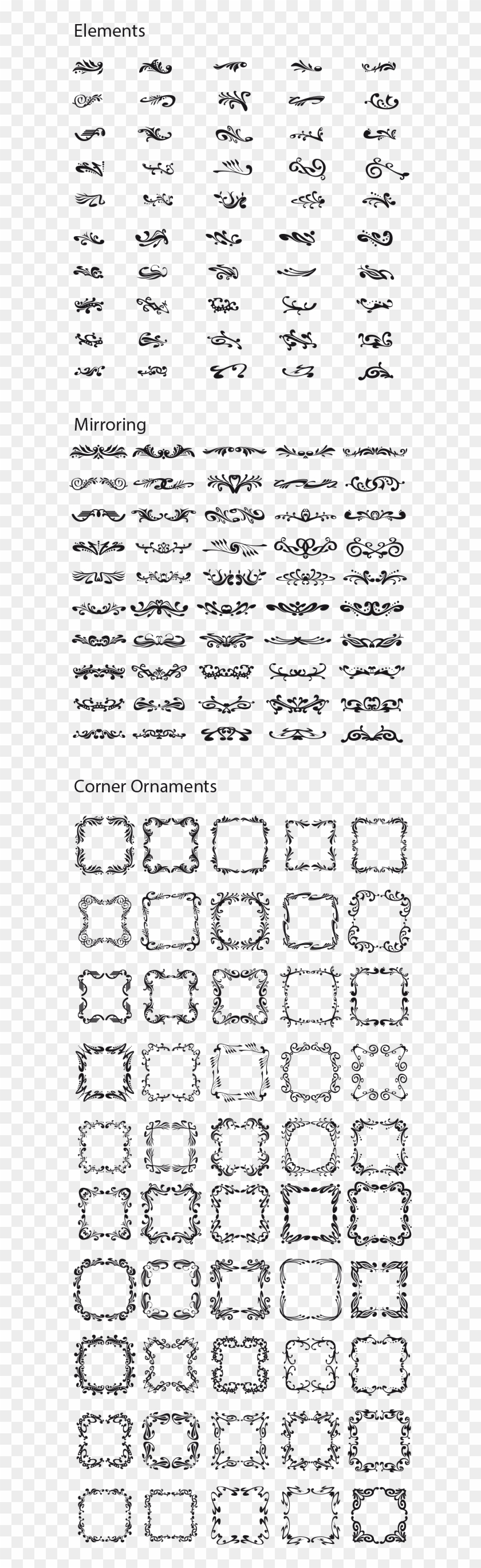 50 Ornaments Templates Preview Big - Black-and-white Clipart #4523701