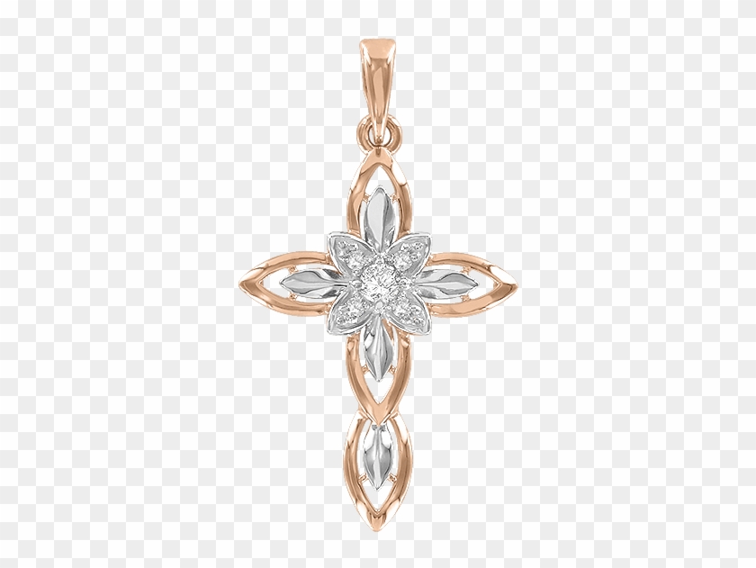 Cross From Red Gold Of 585 Assay Value With Cubic Zirconia - Женский Золотые Крестики Clipart #4527721