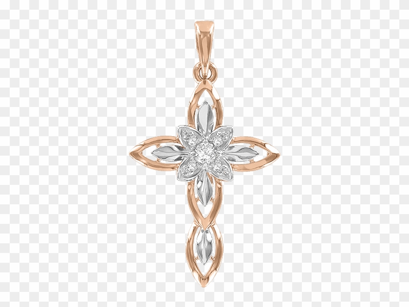 Cross From Red Gold Of 585 Assay Value With Cubic Zirconia - Женский Золотые Крестики Clipart