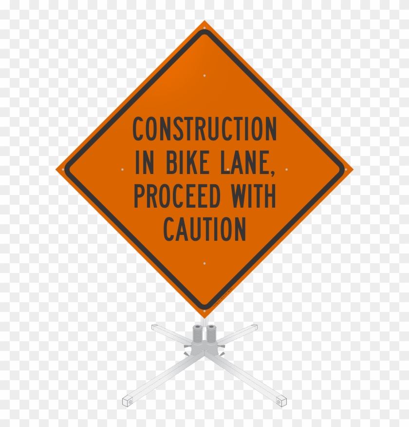 Construction In Bike Lane Roll-up Sign - Truck Crossing Sign Clipart #4527960