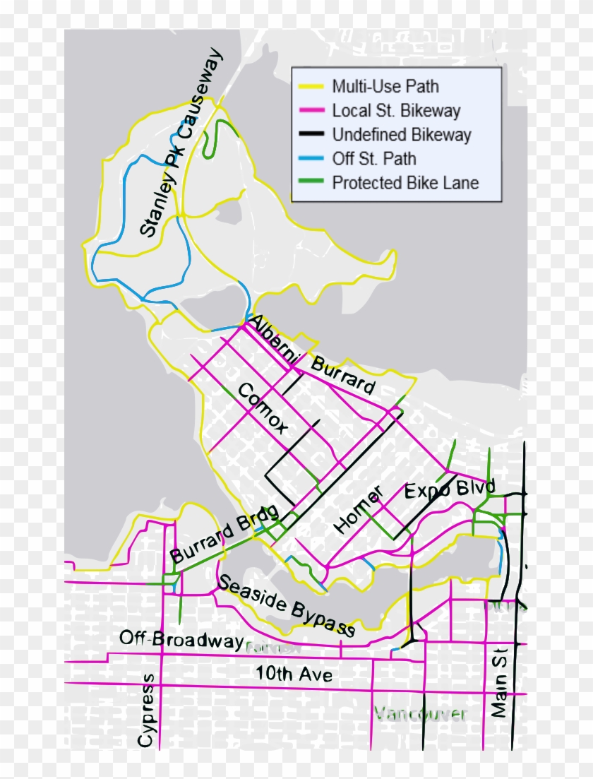 Vancouver Bike Lanes - Map Clipart