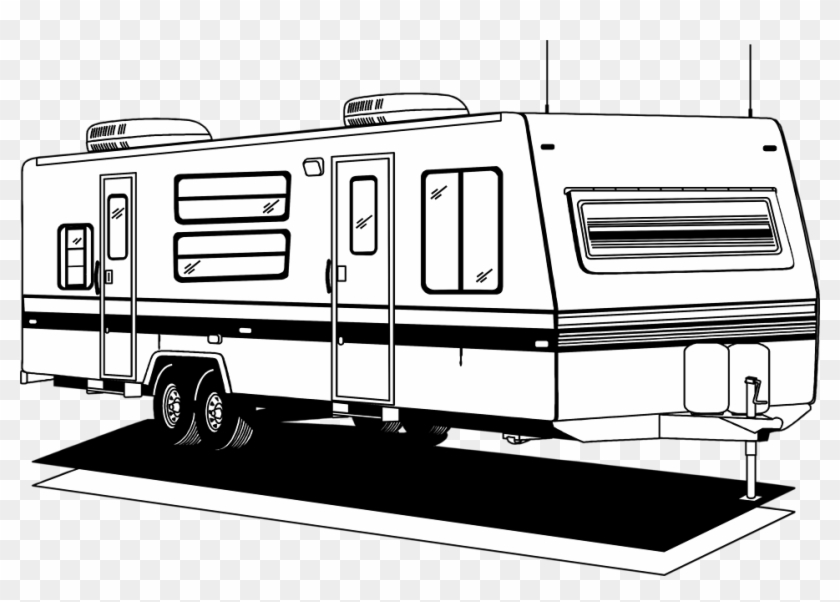 Trailering Caravan Wheel - Caravan Clipart Black And White - Png Download