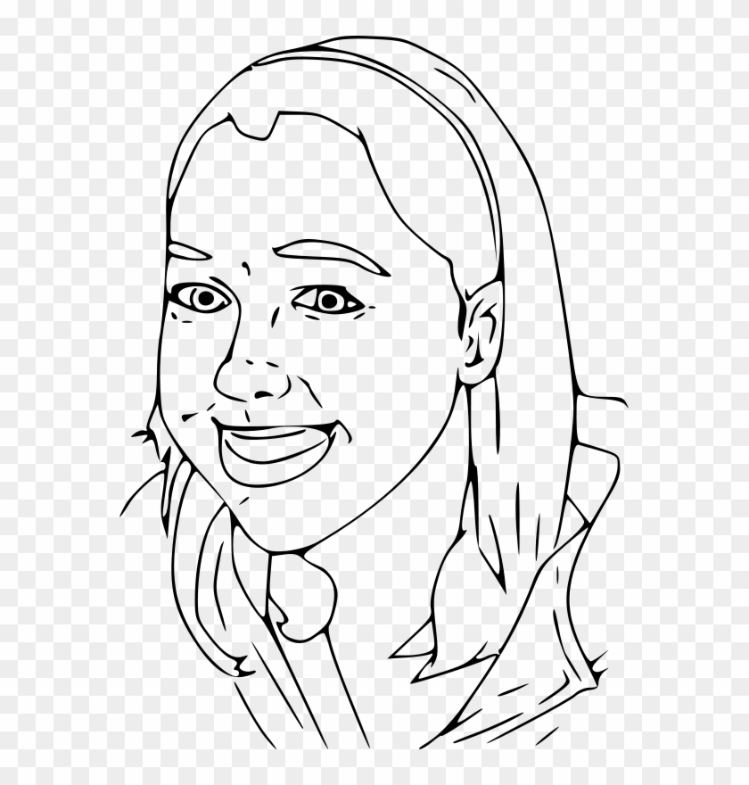 Girl Smiling Clipart Black And White - Png Download #4529120