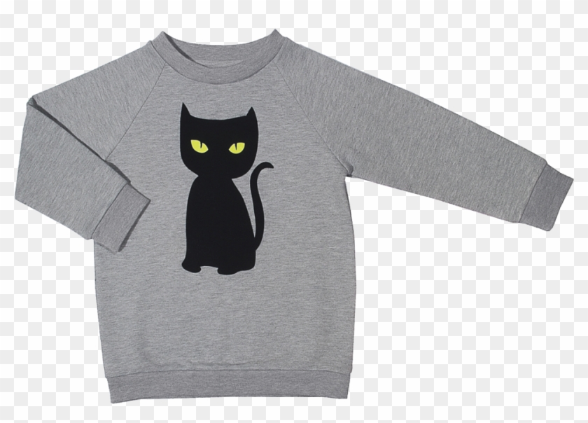 Little Man Happy Black Cat Basic Sweater - Black Cat Clipart #4529336