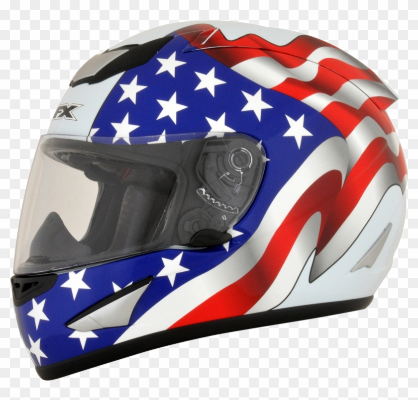 Afx Fx95 Medium White American Flag Motorcycle Riding - American Flag Racing Helmet Clipart