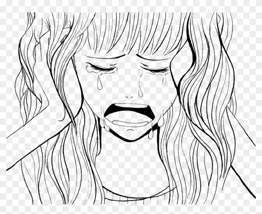 Crying Drawing Sketch - Crying Anime Girl Drawing Clipart #4531734