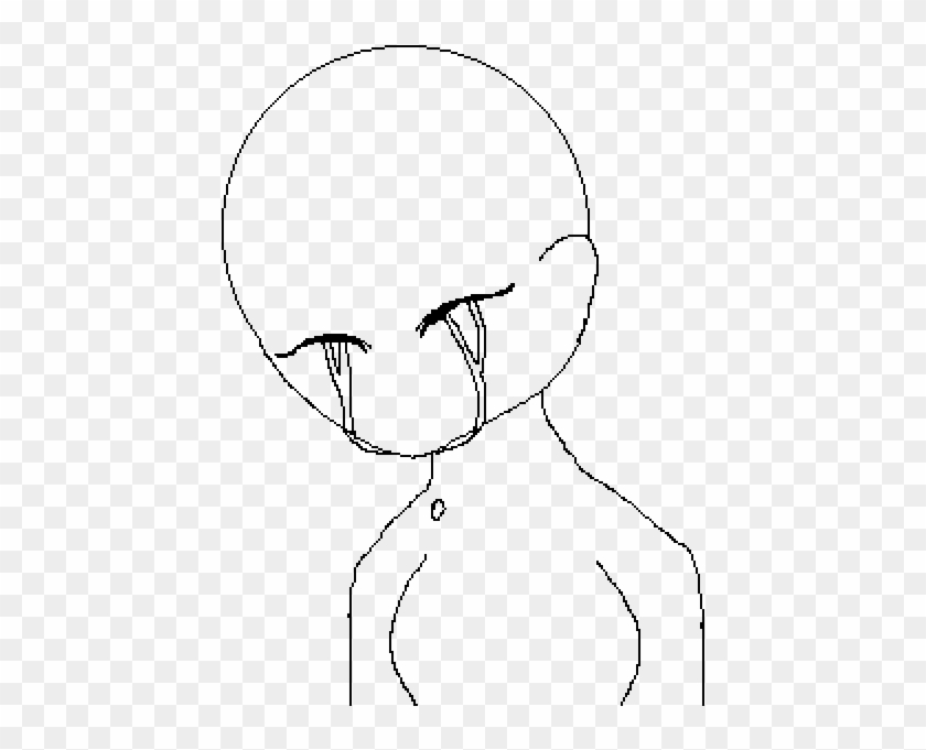 Crying Girl Base - Line Art Clipart