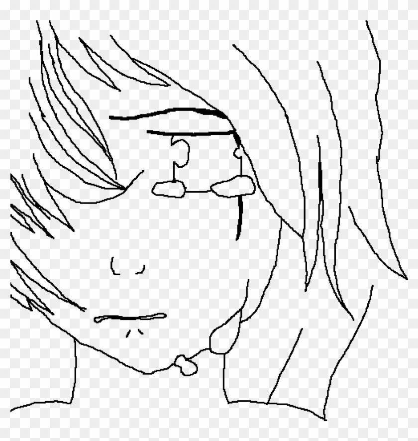 crying anime girl lineart