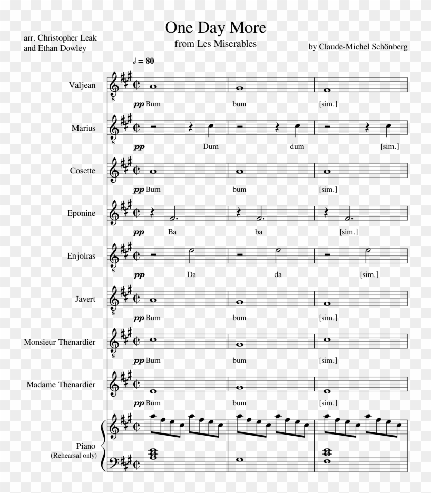 Les Miserables One Day More Sheet Music Clipart
