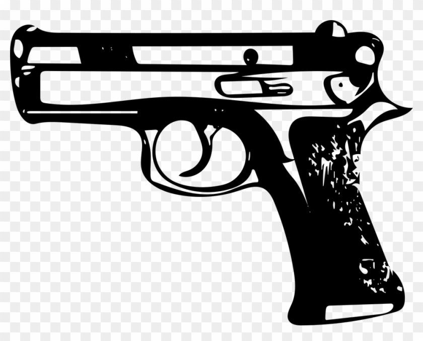 Gun, Icon, Symbol, Black, Combat, Silhouette, Armed - Handgun Clipart