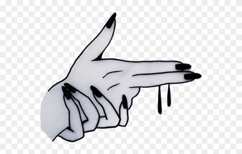 #gun #gunpose #black #nails #drip #transparent #png - Aesthetic Tumblr Png Black And White Clipart