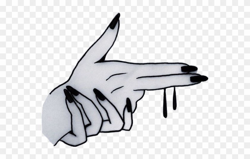 #gun #gunpose #black #nails #drip #transparent #png - Aesthetic Tumblr Png Black And White Clipart #4532718