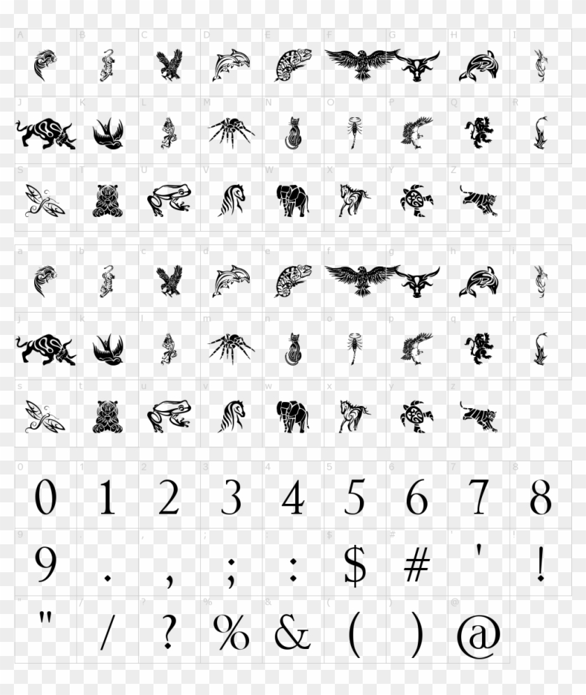 Tribal Animals Tattoo Designs Font - Police D Écriture Thrasher Clipart #4533919