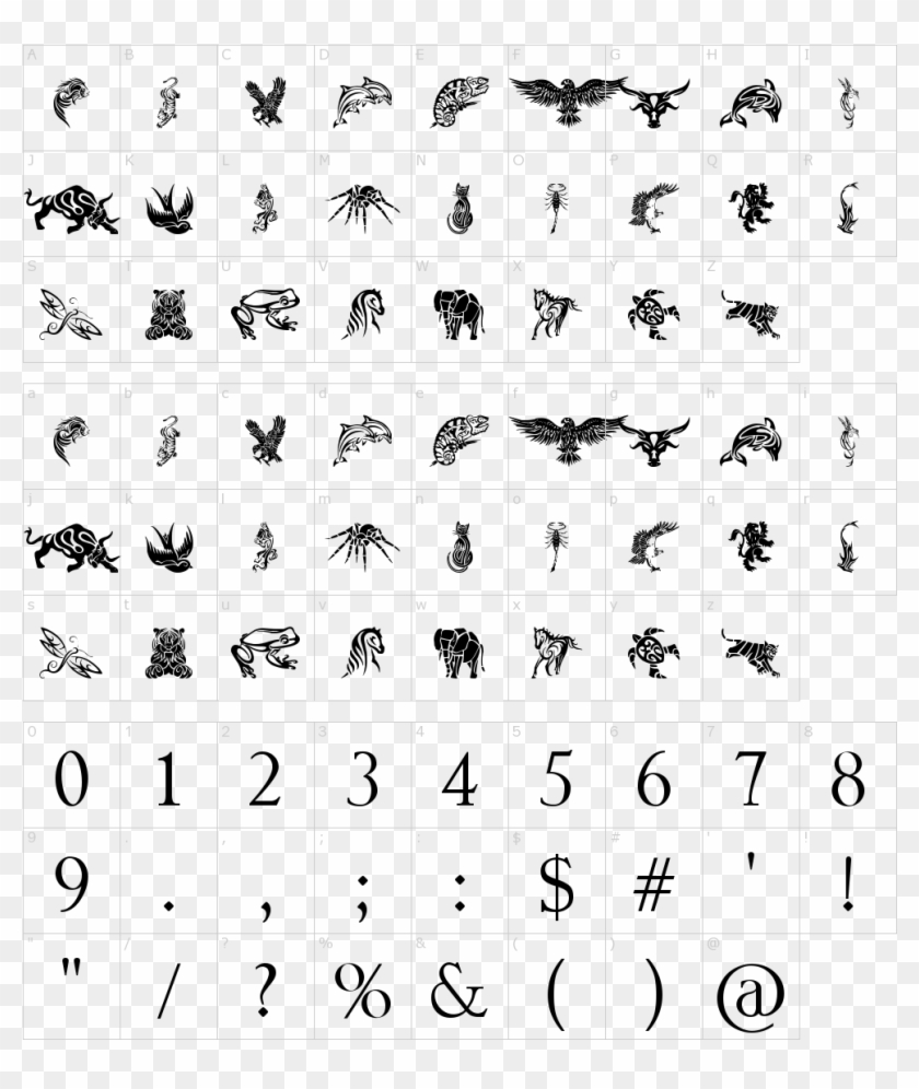 Tribal Animals Tattoo Designs Font - Police D Écriture Thrasher Clipart