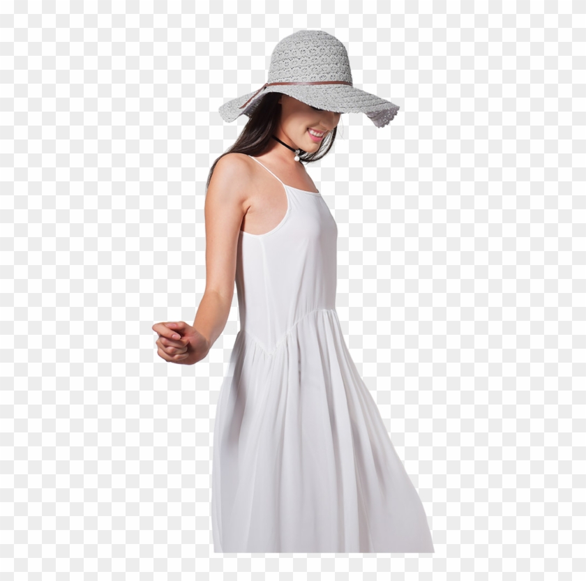 Foldable Brimmed Straw Summer Hat - Gown Clipart #4534653