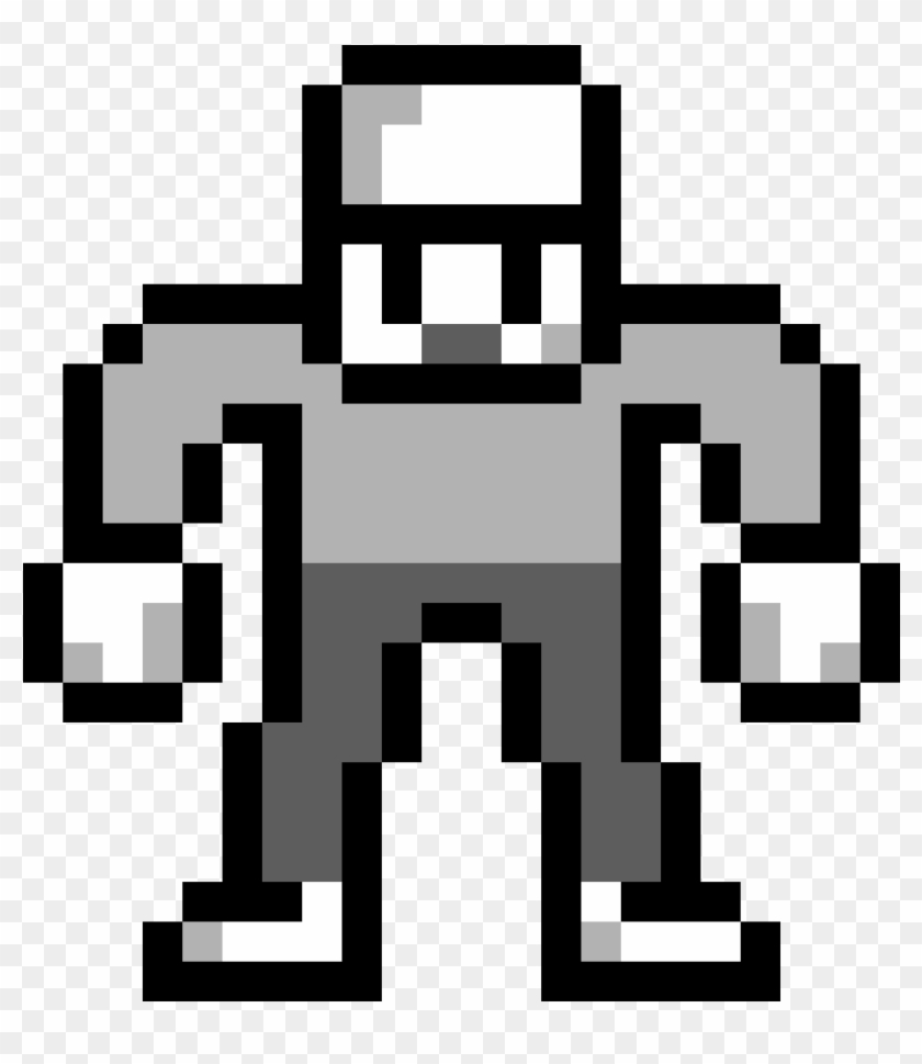 Grayscale Buff Man - Pixel Art Burger Clipart