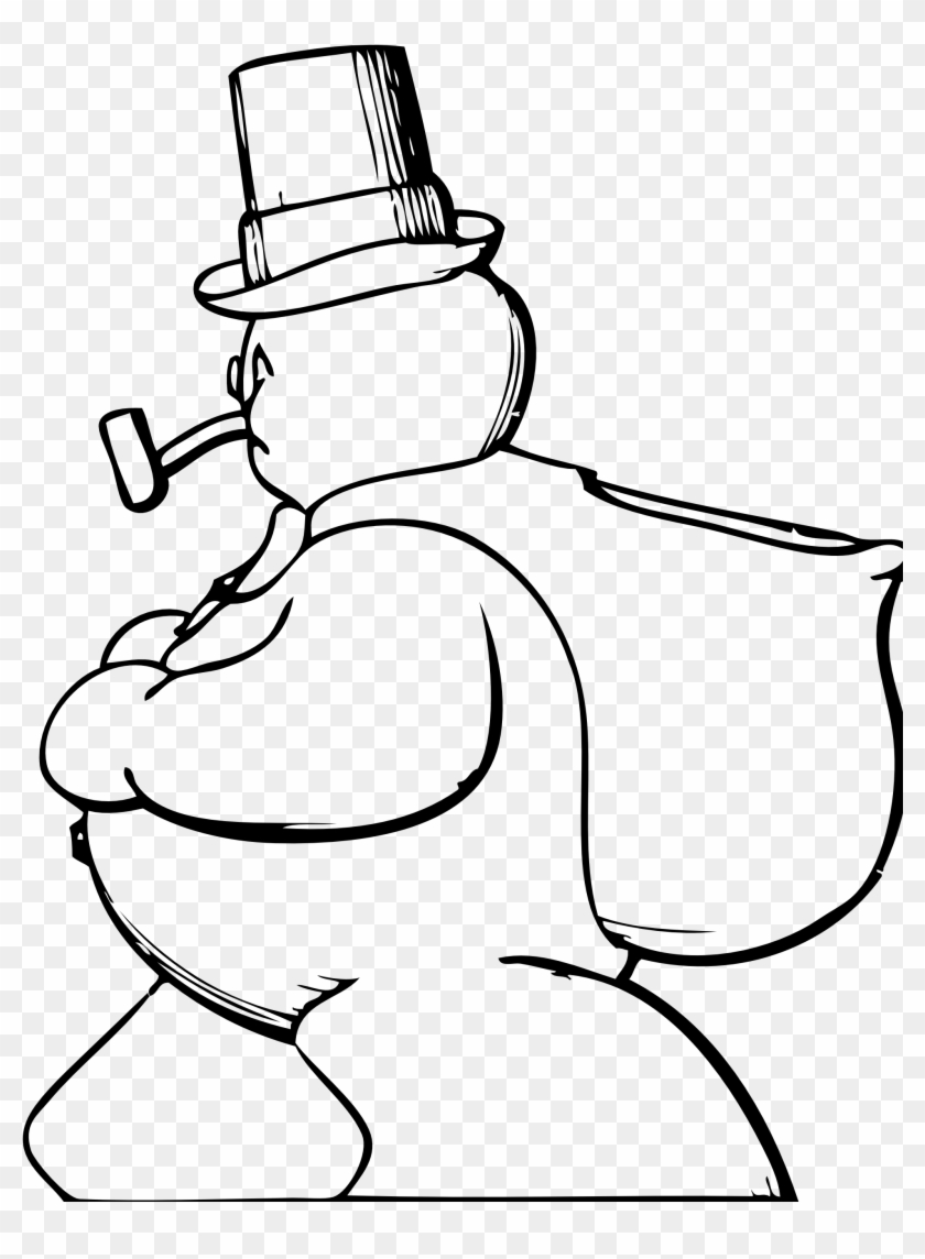 Snowman Side View Black White Line Art Tatoo Tattoo - Snowman Clip Art - Png Download