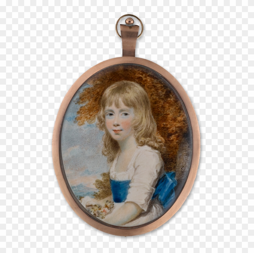 Portrait Miniature Of A Young Girl, Wearing White Dress, - Locket Clipart
