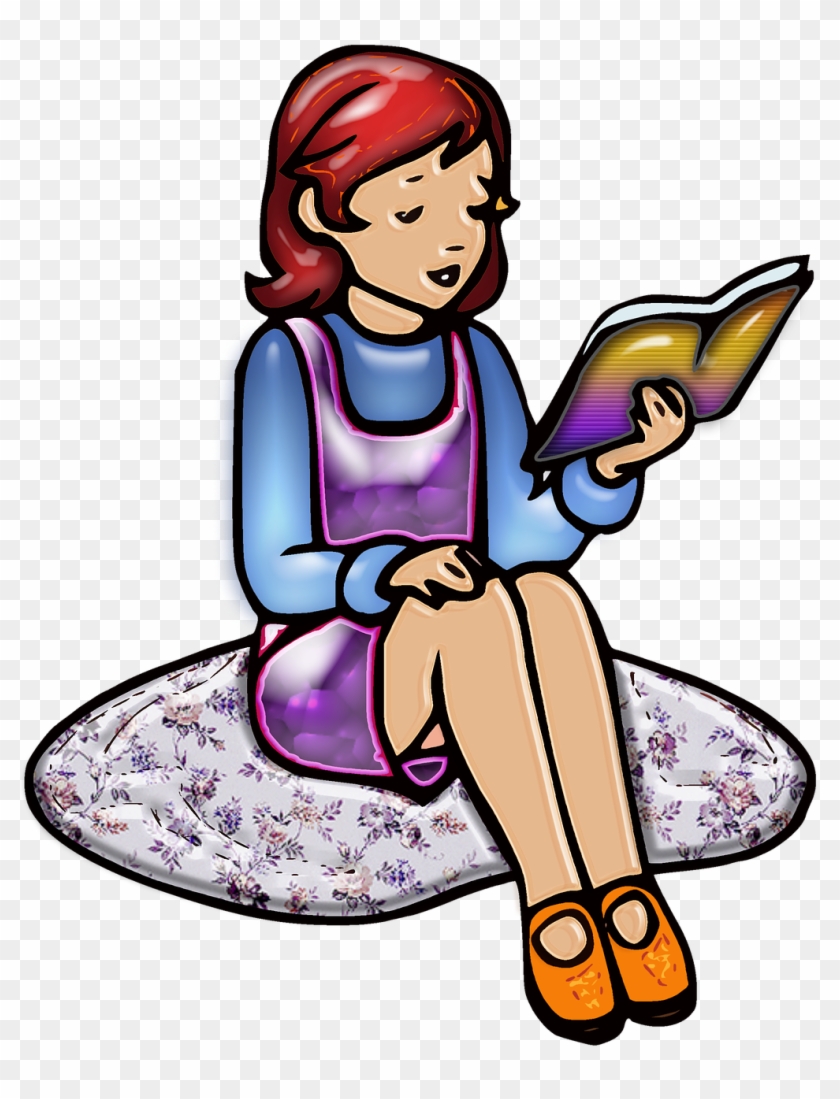 Girl Child Reading - Person Reading A Book Clipart - Png Download