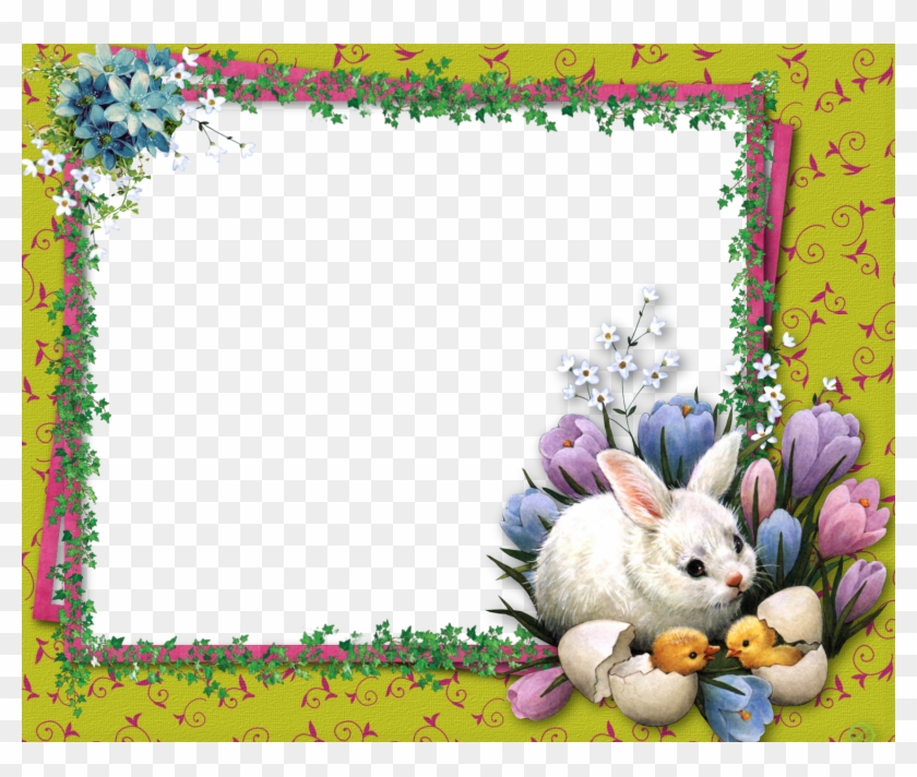 Frame Background, Easter Pictures, Coloring Easter - Happy Easter Chick And Bunny Clipart #4539193