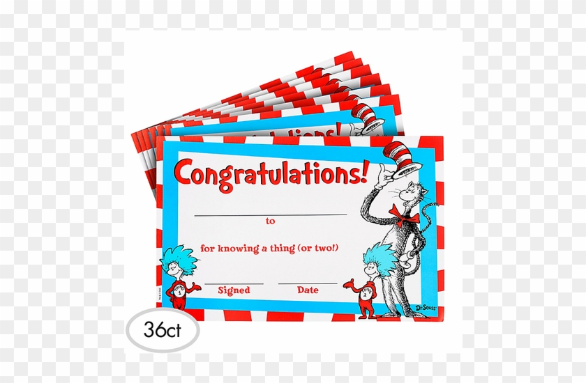 Cat In The Hat Certificate 36 Pack - Dr Seuss Certificates Clipart