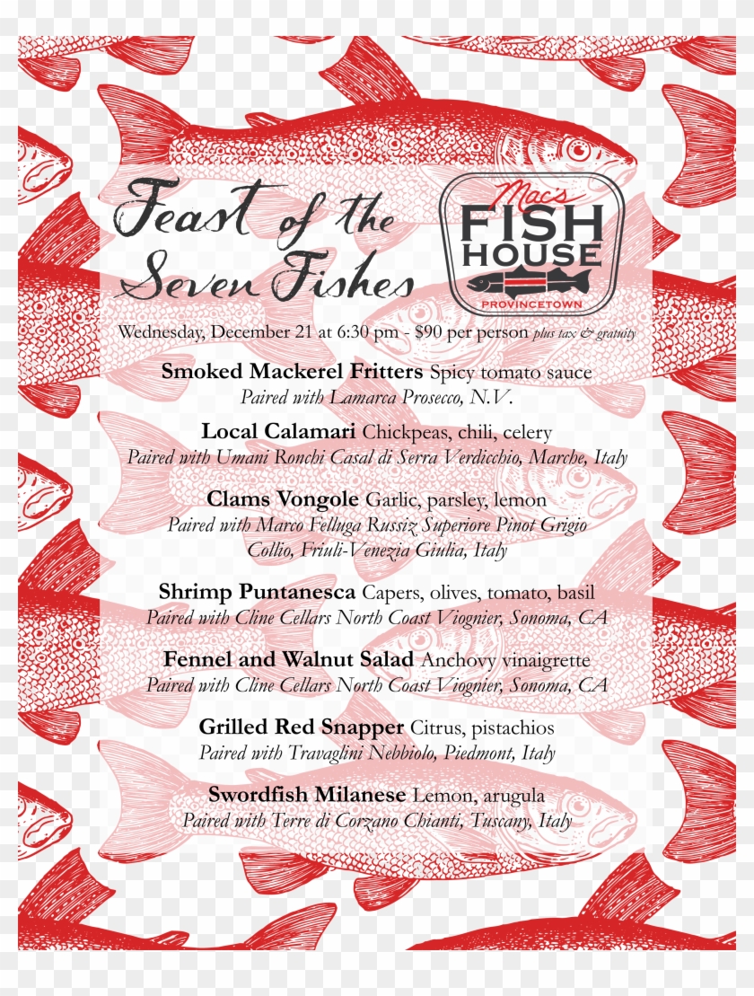 And Here Is The Menu For The Feast Of The Seven Fishes - Fish Pattern Clipart #4541738