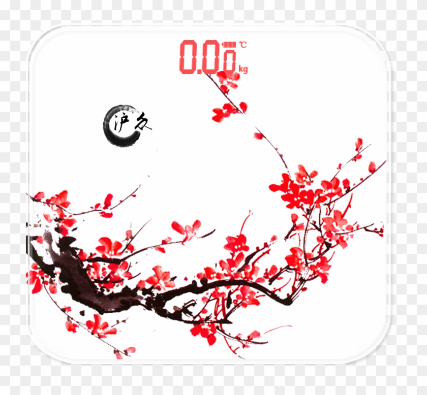 Tranh Hoa Đào Thủy Mặc Clipart #4542539