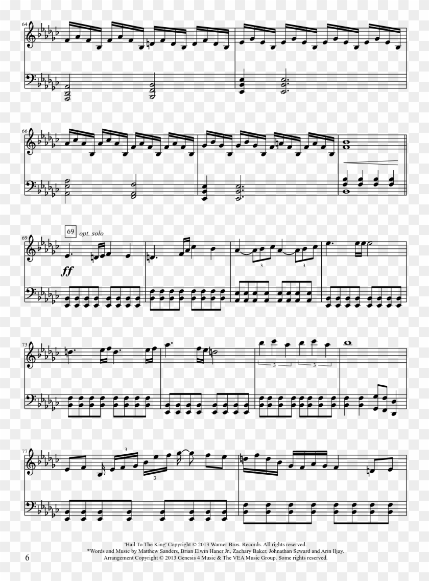 Hail To The King - Hail To The King Piano Sheet Music Clipart