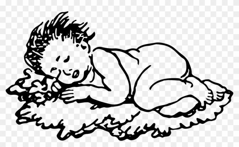 Vintage, Line, Drawing, Sketch, Baby, Infant, People - Baby Sleeping Line Drawing Clipart