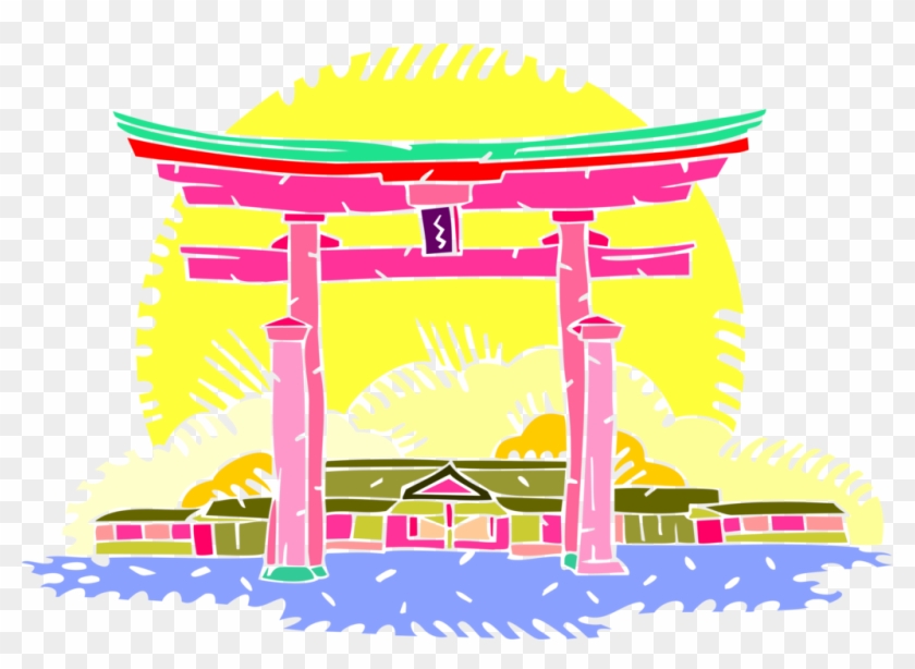 Shinto Torii Gate Vector - Japan Temple Vector Png Clipart