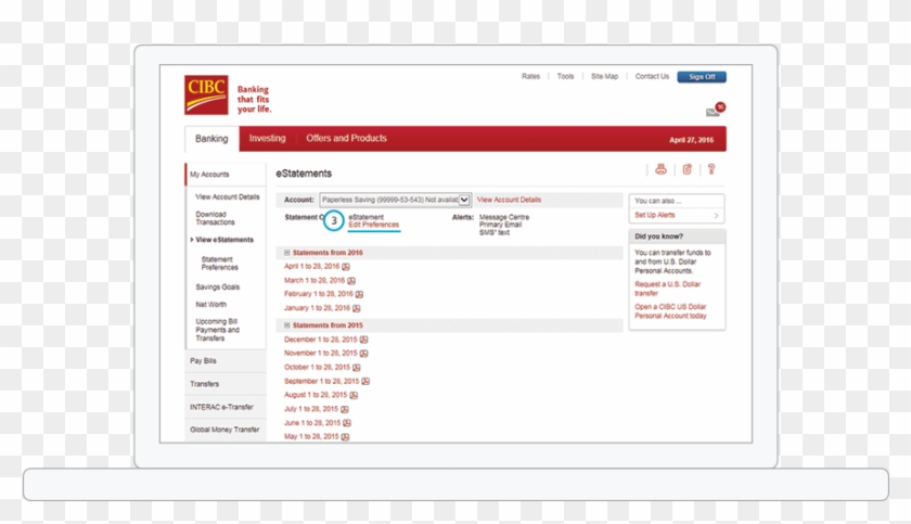 Cibc Estatements Page - Bank Transit Number Cibc Clipart