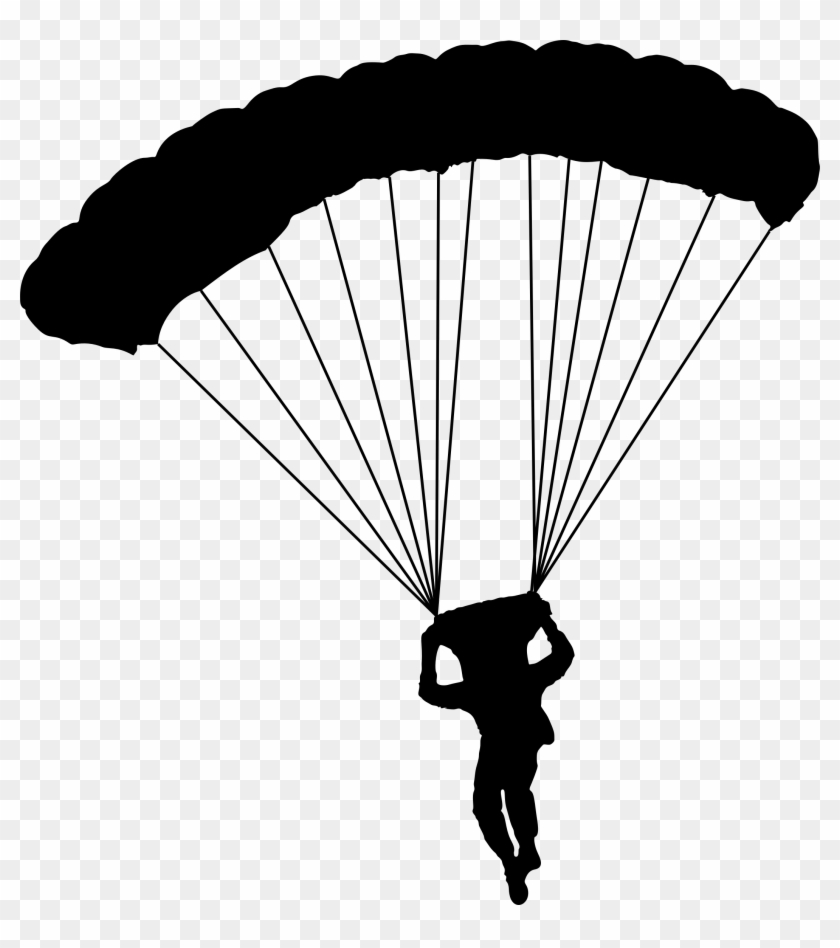 Parachute Silhouette - Sky Diver Clip Art - Png Download