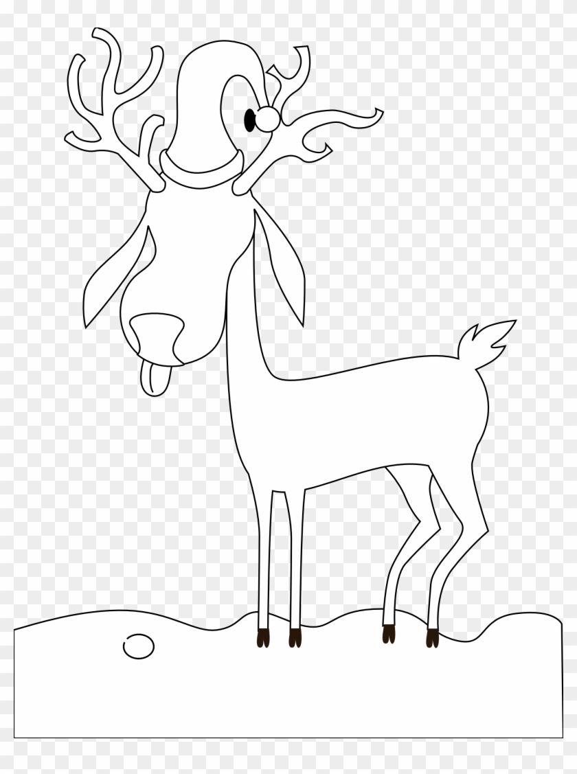 A Reindeer Black White Line Kablam 1979px 281 - Christmas Day Clipart #4546046